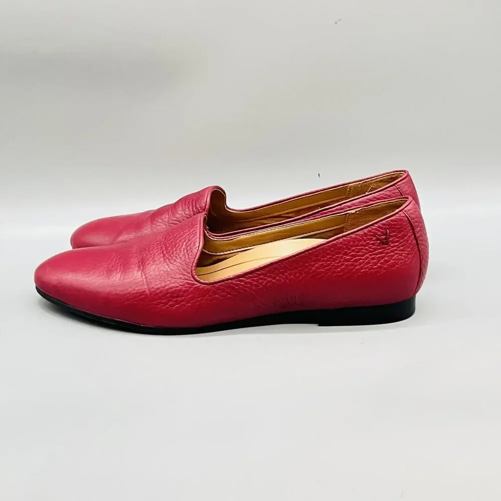 Vionic Shoes Womens 9 Pink Pebbled Leather Loafer Flats Slip On Comfort Casual